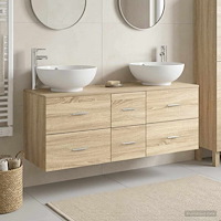 vidaXL Badrumsmöbelset 3 st Sonoma-ek 49,5 x 44,5 x 65 cm