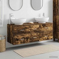 vidaXL Badrumsmöbelset 3 st Rökt ek 49,5 x 44,5 x 65 cm