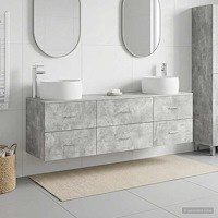 vidaXL Badrumsmöbelset 3 st Betonggrå 49,5 x 44,5 x 66 cm