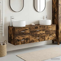 vidaXL Badrumsmöbelset 3 st Rökt ek 49,5 x 44,5 x 66 cm