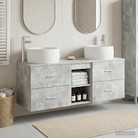 vidaXL Badrumsmöbelset 3 st Betonggrå 49,5 x 44,5 x 66 cm
