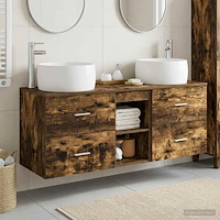 vidaXL Badrumsmöbelset 3 st Rökt ek 49,5 x 44,5 x 66 cm