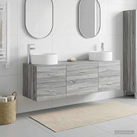 vidaXL Badrumsmöbelset 3 st Grå Sonoma 49,5 x 44,5 x 65,5 cm