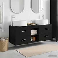 vidaXL Badrumsmöbelset 3 st Svart 49,5 x 44,5 x 65,5 cm