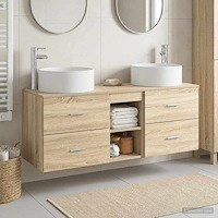 vidaXL Badrumsmöbelset 3 st Sonoma-ek 49,5 x 44,5 x 65,5 cm