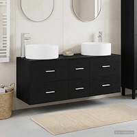 vidaXL Badrumsmöbelset 3 st Svart 49,5 x 44,5 x 65,5 cm