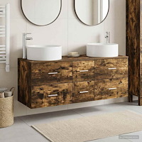 vidaXL Badrumsmöbelset 3 st Rökt ek 49,5 x 44,5 x 65,5 cm