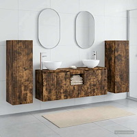 vidaXL Badrumsmöbelset 5 st Rökt ek 33 x 34,5 x 100 cm Konstruerat trä