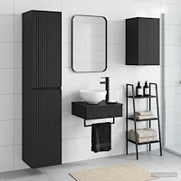 vidaXL Badrumsmöbelset 3 st Svart 33 x 34,5 x 160 cm Konstruerat trä