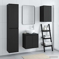 vidaXL Badrumsmöbelset 3 st Svart 33 x 34,5 x 160 cm Konstruerat trä