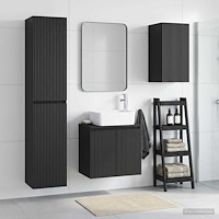 vidaXL Badrumsmöbelset 3 st Svart 33 x 34,5 x 160 cm Konstruerat trä