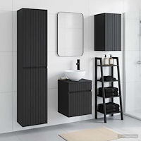vidaXL Badrumsmöbelset 3 st Svart 33 x 34,5 x 160 cm Konstruerat trä