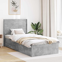 vidaXL Sängram med förvaring och huvudgavel Betonggrå 100 x 200 cm