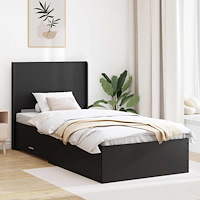 vidaXL Sängram med förvaring och huvudgavel Svart 75 x 190 cm