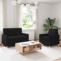 vidaXL Soffset 2 st Svart Tyg