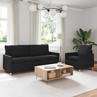 vidaXL Soffset 2 st 4-sits Svart Tyg