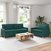vidaXL Soffset 2 st Mörkgrön Tyg