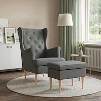 vidaXL Fåtölj med fotpall 2 st Mörkgrå Tyg