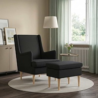 vidaXL Fåtölj med fotpall 2 st Svart Tyg