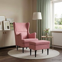 vidaXL Fåtölj med fotpall 2 st Rosa Sammet