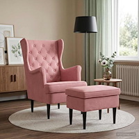 vidaXL Fåtölj med fotpall 2 st Rosa Sammet