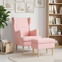 vidaXL Fåtölj med fotpall 2 st Rosa Bouclé