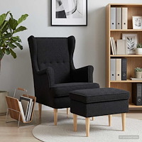 vidaXL Fåtölj med fotpall 2 st Svart Bouclé