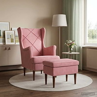 vidaXL Fåtölj med fotpall 2 st Rosa Sammet