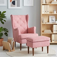 vidaXL Fåtölj med fotpall 2 st Rosa Sammet