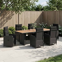 vidaXL Utomhusmatbord 7 st Svart konstrotting
