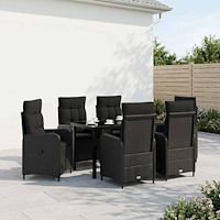 vidaXL Utomhusmatbord 7 st Svart konstrotting