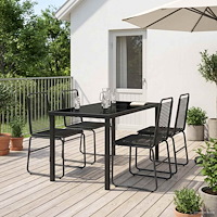 vidaXL Trädgårdsset 5 st Svart Metall och Rattan