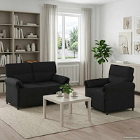 vidaXL Soffset 2 st Svart Tyg