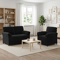 vidaXL Soffset 2 st Svart Sammet