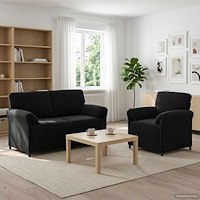 vidaXL Soffset 2 st Svart Sammet