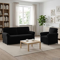 vidaXL Soffset 2 st Svart Sammet