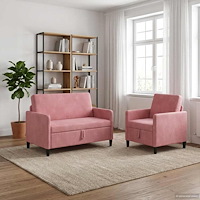 vidaXL Soffgrupp med förvaring 2 st Rosa Polyester