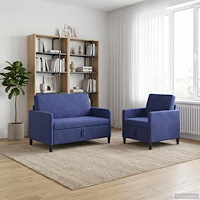 vidaXL Soffgrupp med förvaring 2 st Polisblå Polyester