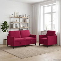 vidaXL Soffgrupp med förvaring 2 st Vinröd Polyester