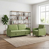 vidaXL Soffgrupp med förvaring 2 st Ljusgrön Polyester