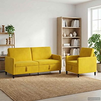 vidaXL Soffgrupp med förvaring 2 st Gul Polyester