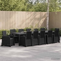 vidaXL Trädgårdsmöbelset 14 st Antracit 150 cm PP