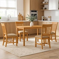 vidaXL Matgrupp 5 st Beige Massivt Ekträ