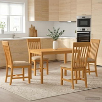 vidaXL Matgrupp 5 st Beige Massivt Ekträ