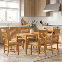 vidaXL Matgrupp 7 st Beige Massivt Ekträ
