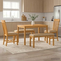 vidaXL Matgrupp 5 st Beige Massivt Ekträ
