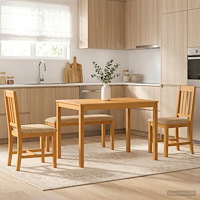 vidaXL Matgrupp 4 st Beige Massivt Ekträ