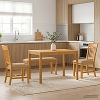 vidaXL Matgrupp 4 st Beige Massivt Ekträ