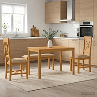 vidaXL Matgrupp 4 st Beige Massivt Ekträ