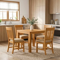 vidaXL Matgrupp 5 st Beige Massivt Ekträ